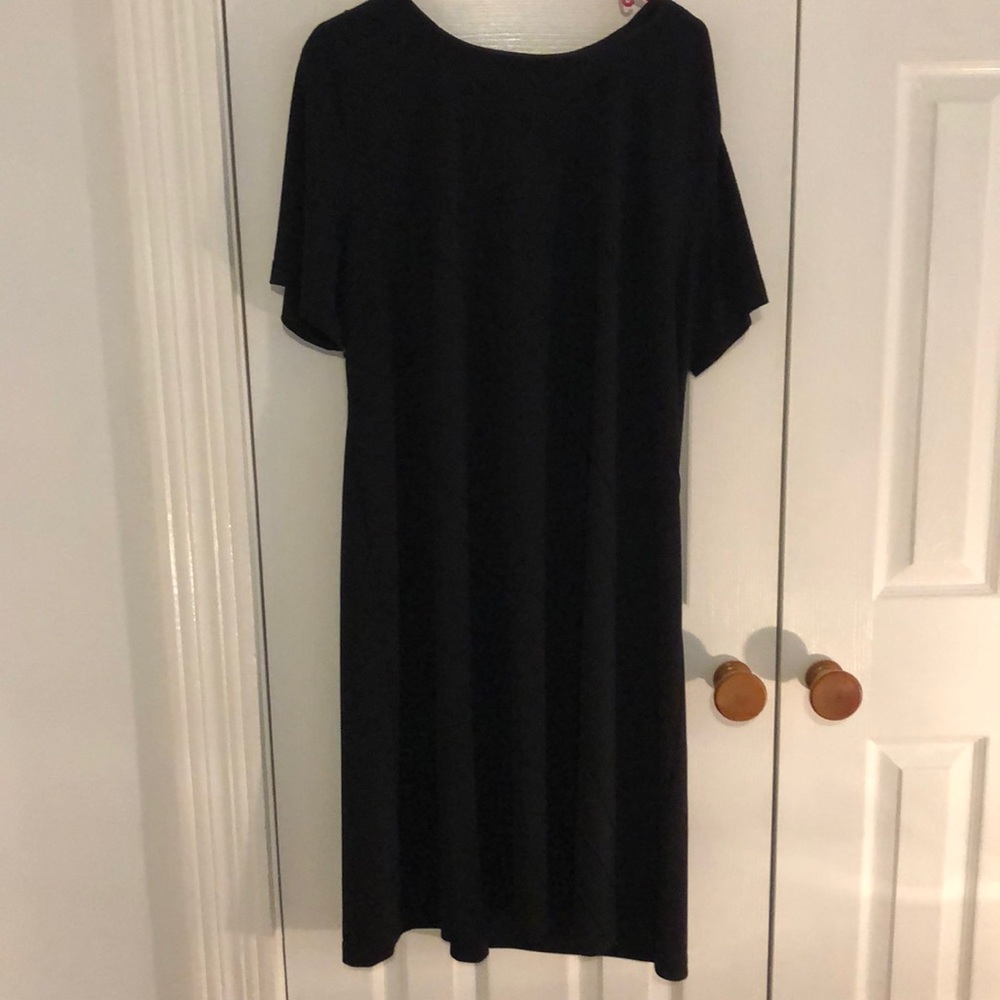 Black dress with black striped design